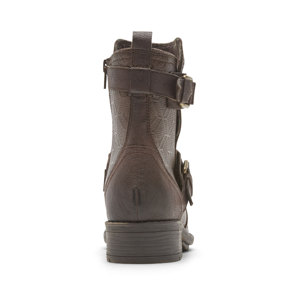 Botas Rockport Mujer Mexico - Cobb Hill Alessia Strap Marrom Oscuro - SGBRM3829